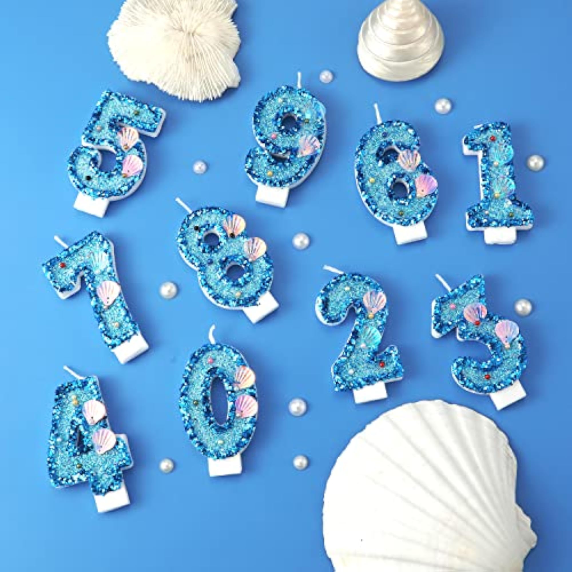 3 Inch Shell Glitter Birthday Number Candle